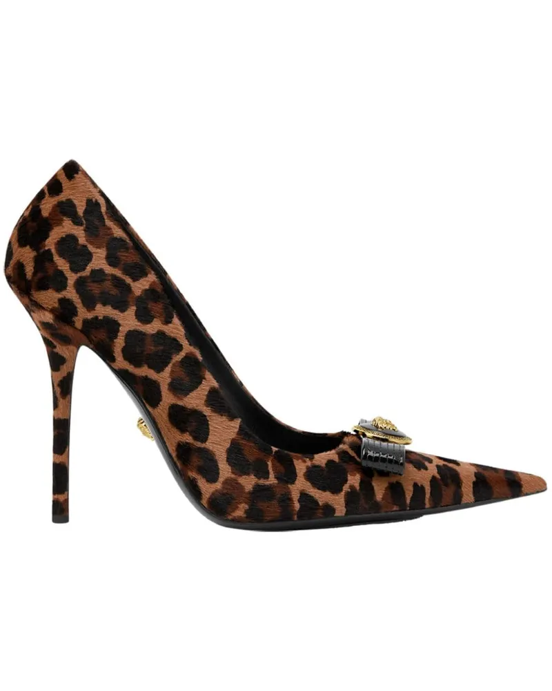 Versace Gianni Ribbon Pumps mit Leoparden 120mm - Braun Braun