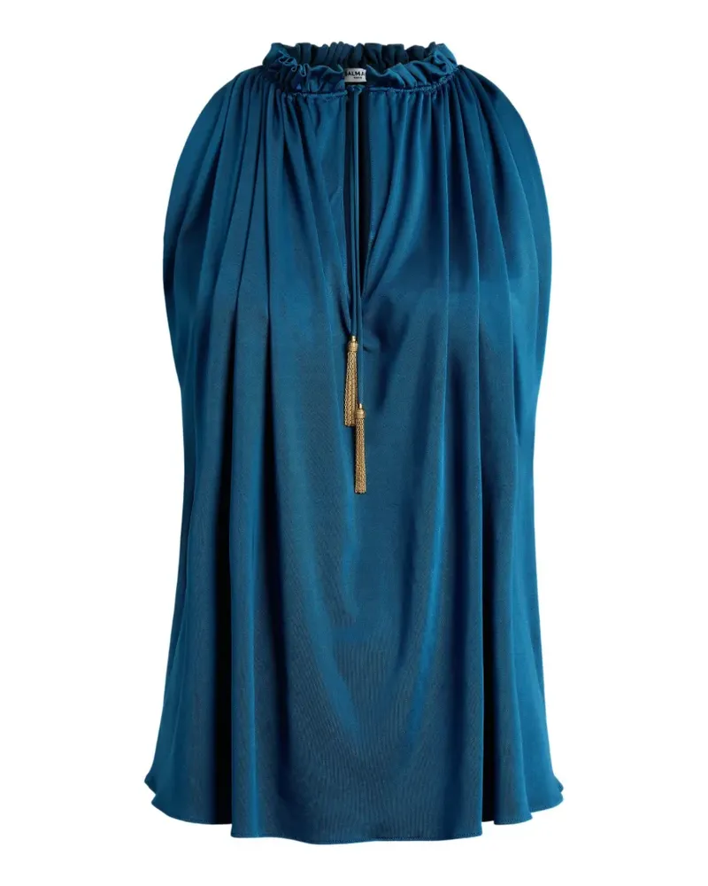Balmain Fließendes Jersey-Oberteil mit Falten - Blau Blau