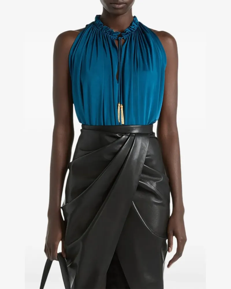 Balmain Fließendes Jersey-Oberteil mit Falten - Blau Blau