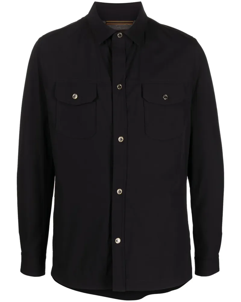 MOORER Hemdjacke mit Druckknöpfen - Blau Blau
