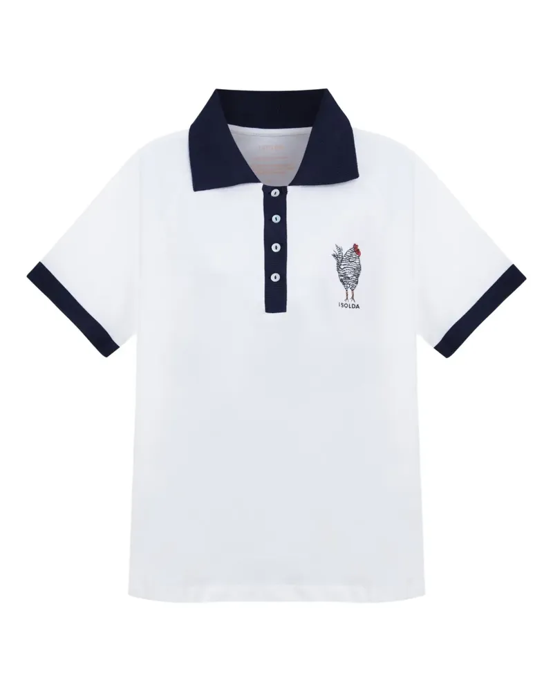 ISOLDA Poloshirt mit Hühnerstickerei - Weiß Weiß