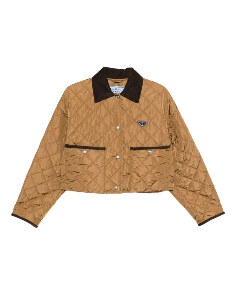 Prada Gesteppte Jacke mit Cordkragen - Nude Nude