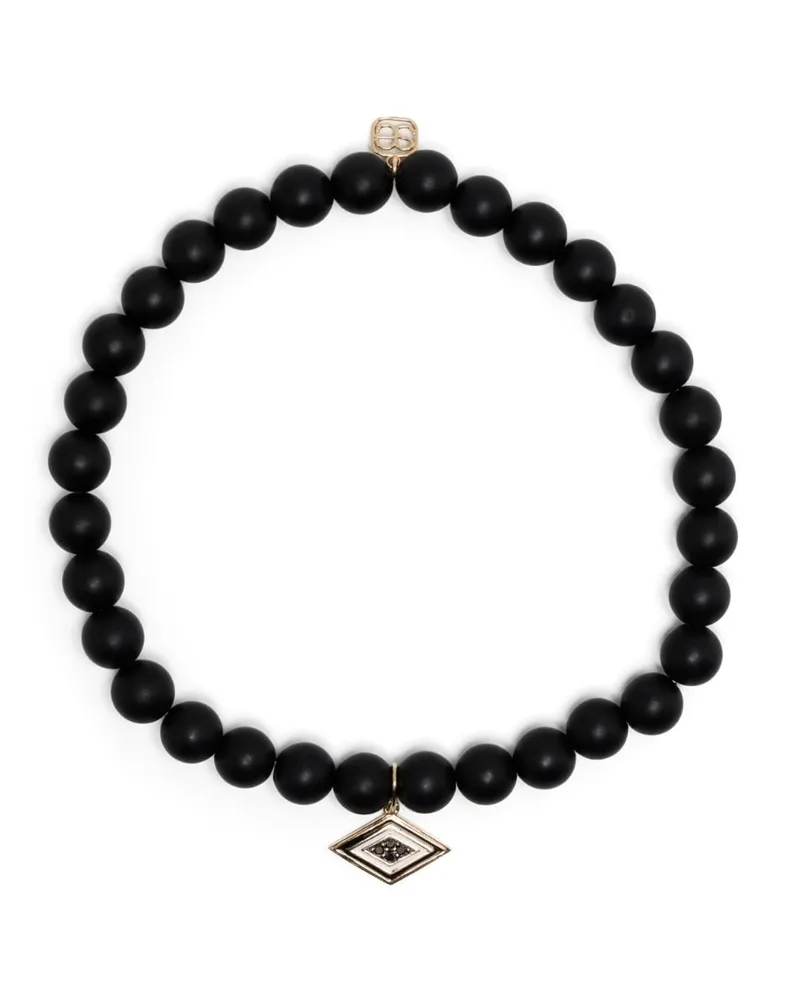 Sydney Evan Perlenarmband aus Onyx mit 14kt Groovy Eye-Gelbgolddetail - Schwarz Schwarz