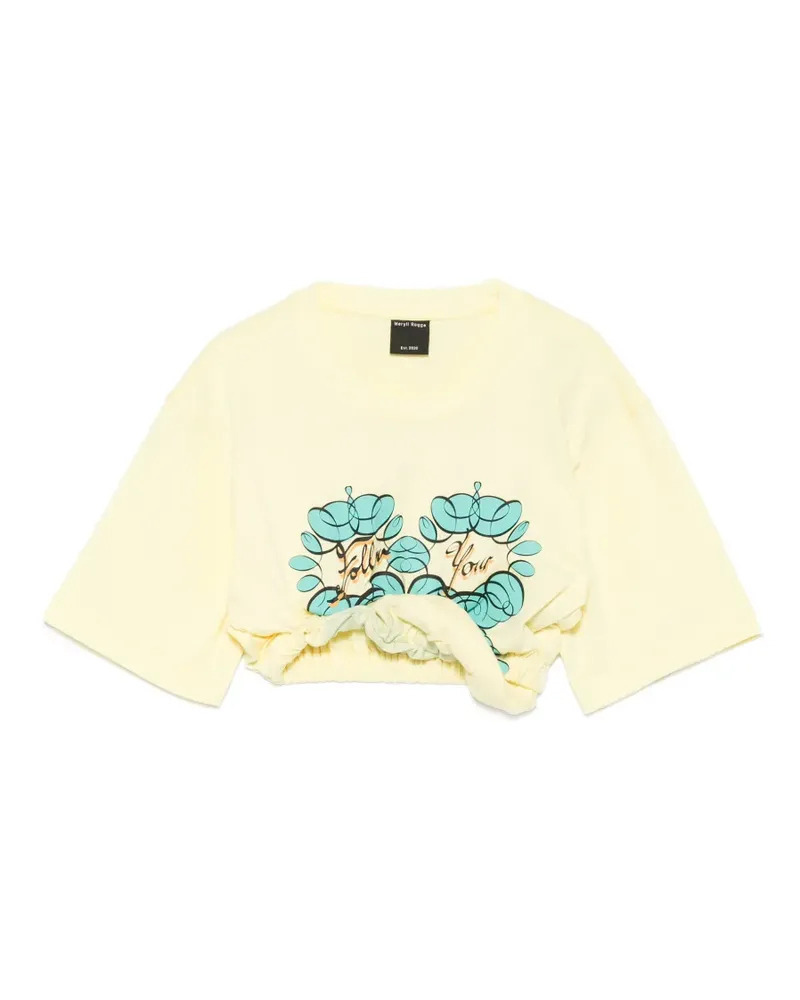 Meryll Rogge Cropped-T-Shirt mit Print - Gelb Gelb