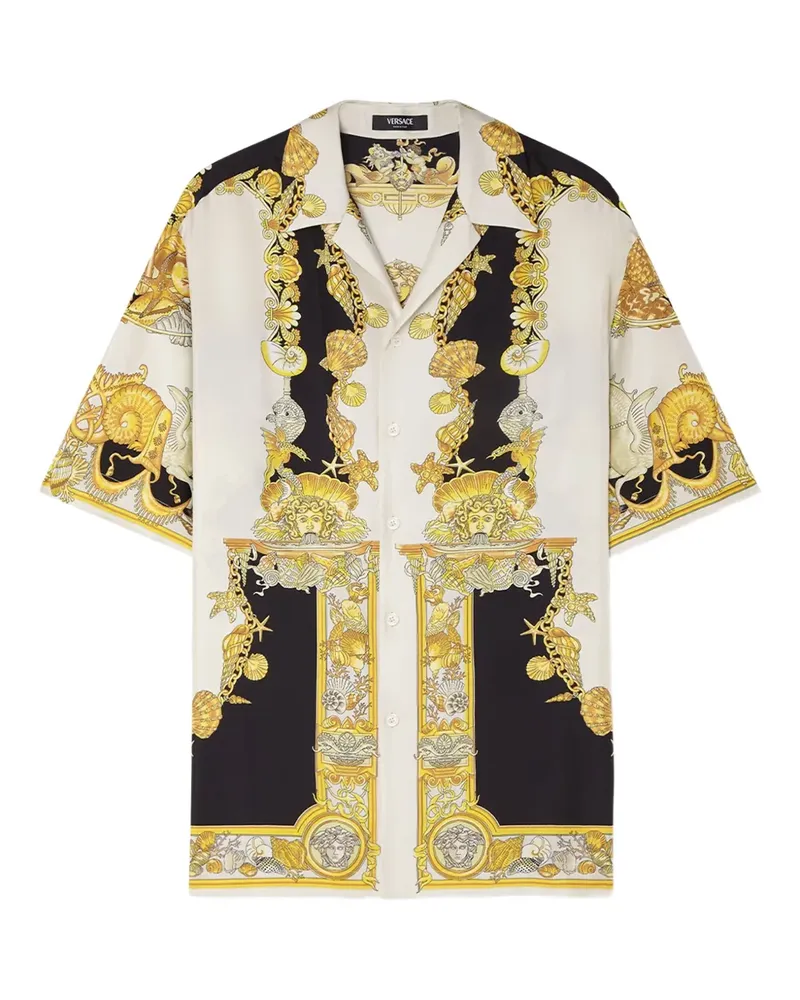 Versace Kurzärmeliges Hemd mit Coral Theater-Print - Weiß Weiß