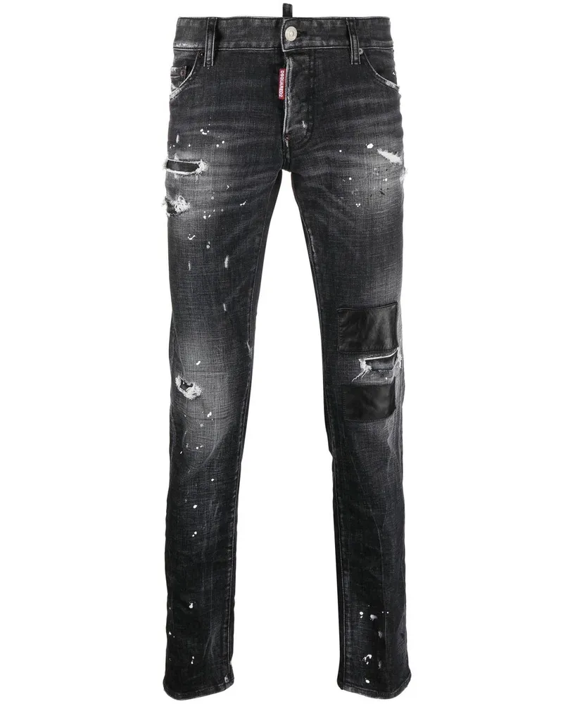 Dsquared2 Gerade Jeans im Distressed-Look - Schwarz Schwarz
