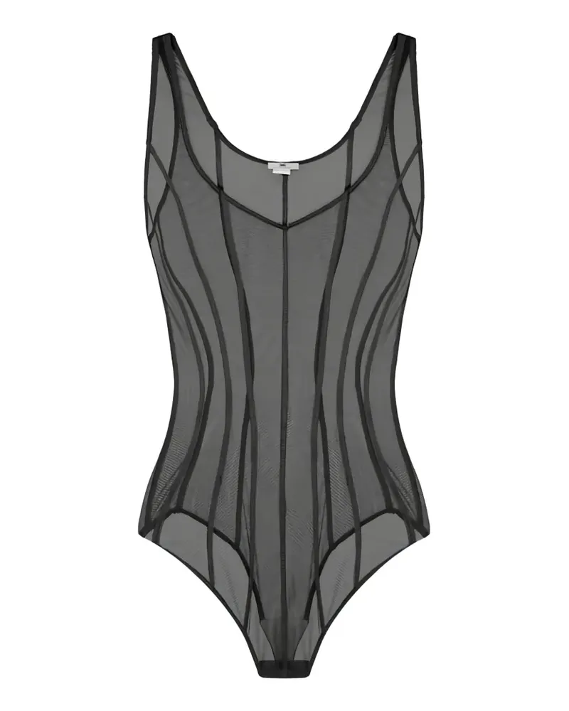 Elisabetta Franchi micro-mesh tulle bodysuit - Schwarz Schwarz