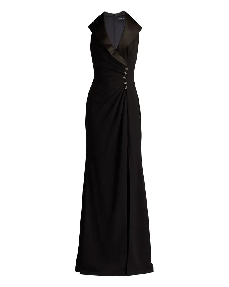 Tadashi Shoji Verziertes Abendkleid mit Satinkragen - Schwarz Schwarz