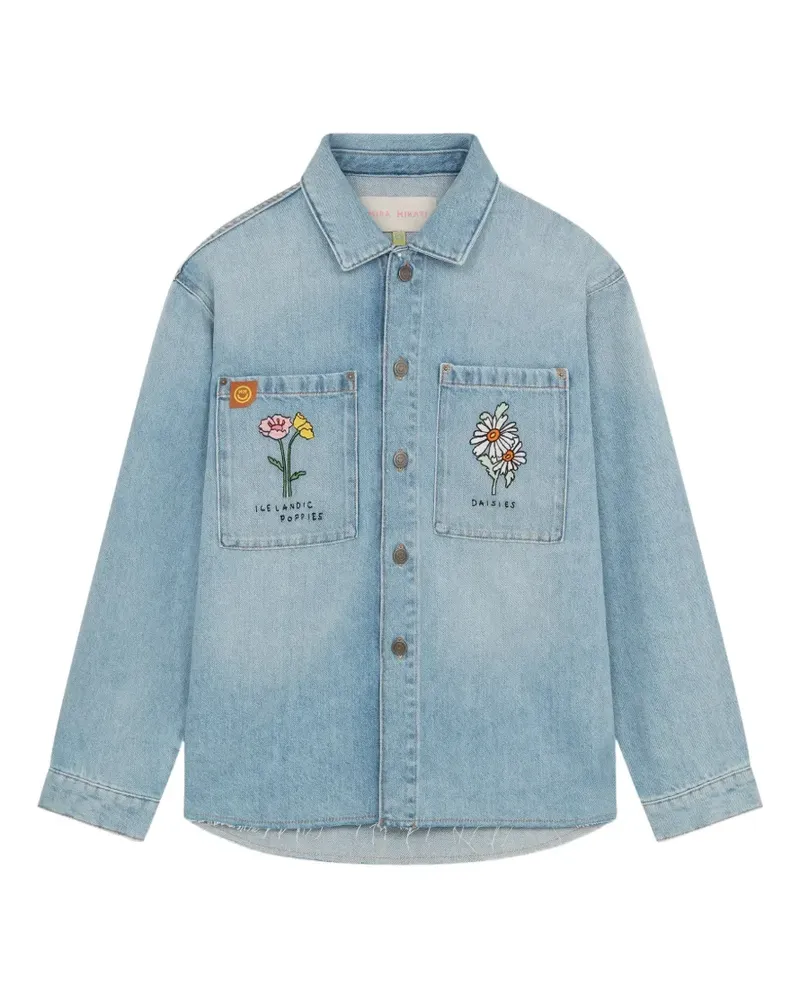 Mira Mikati floral-embroidered pocket cotton jacket - Blau Blau