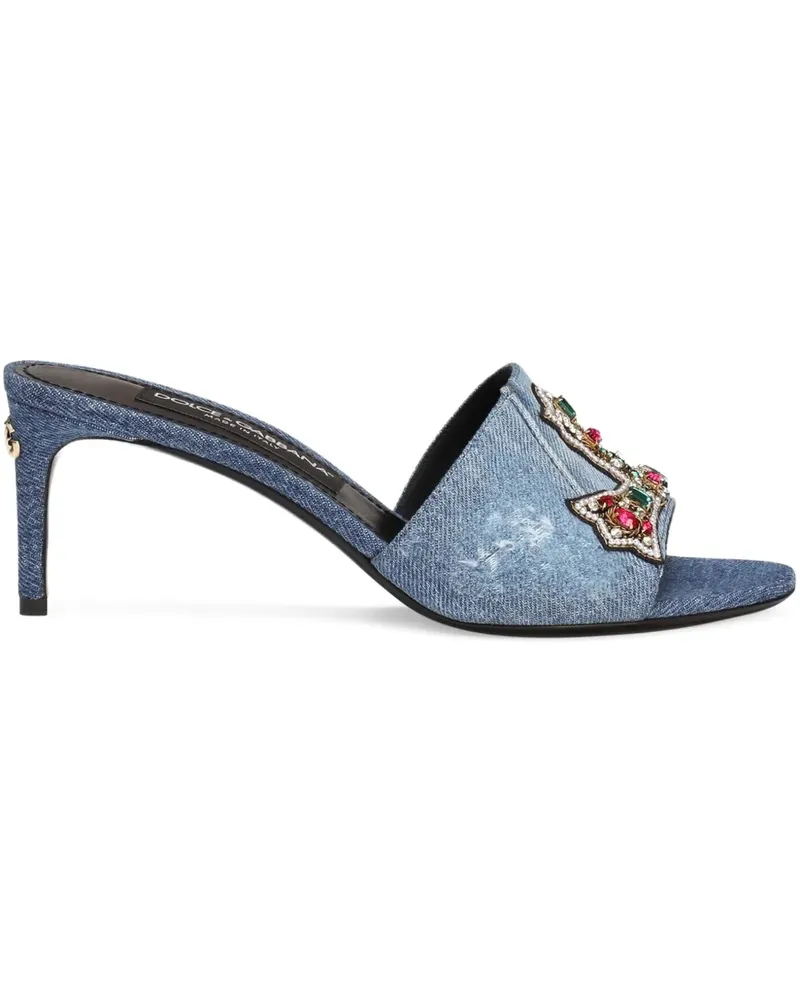 Dolce & Gabbana Jeans-Mules mit Stickerei 60mm - Blau Blau