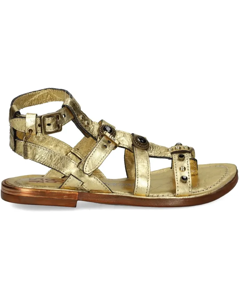 A.S.98 Flache Grant Sandalen mit Nieten - Gold Gold
