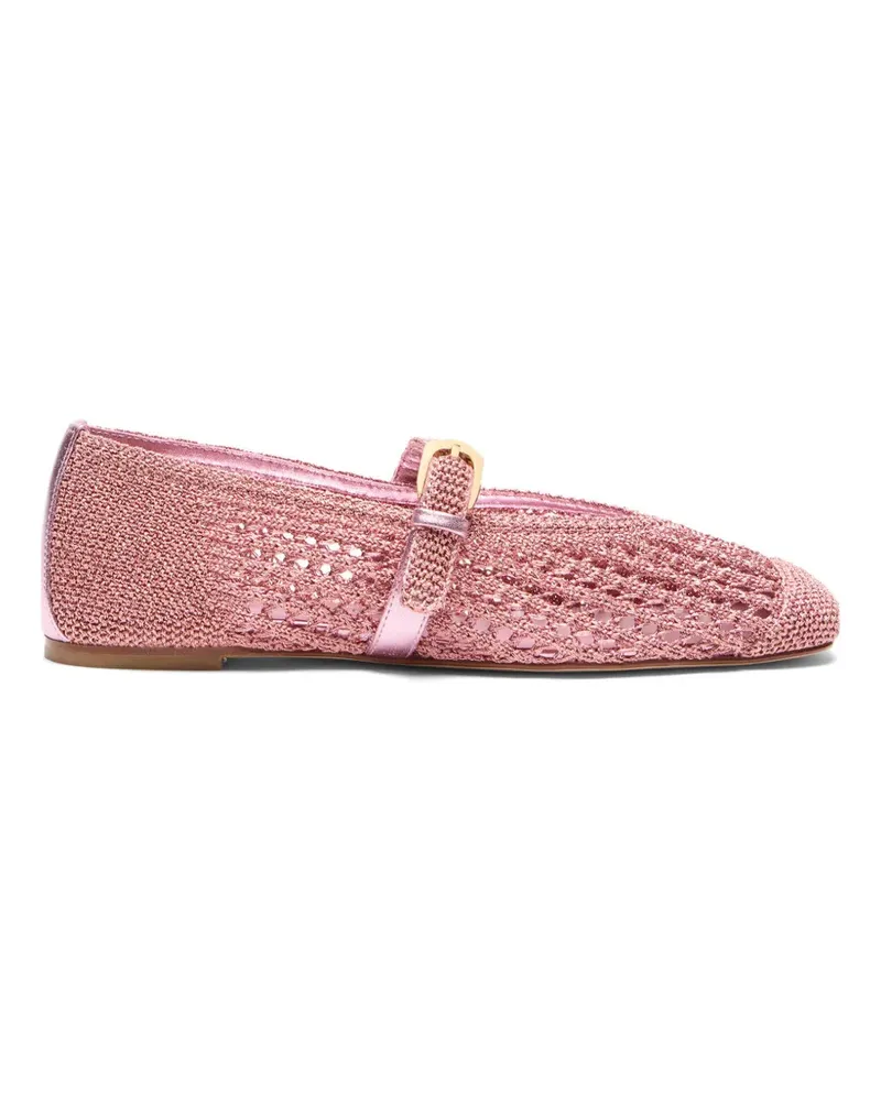 Stuart Weitzman Leora crochet-knit ballet flats - Rosa Rosa