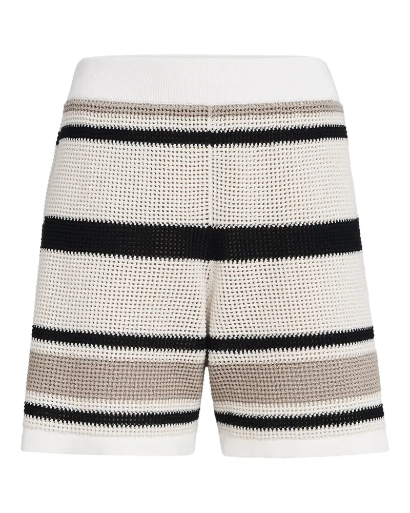 Brunello Cucinelli striped cotton net knit shorts - Nude Nude