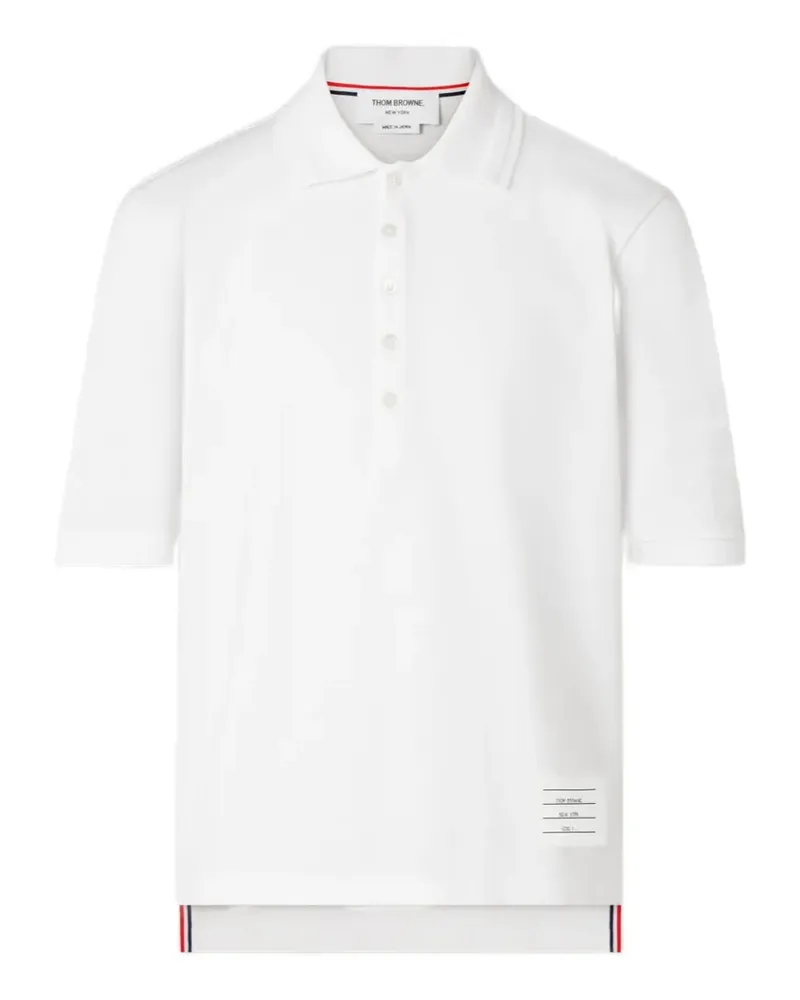 Thom Browne Kurzärmeliges Ottoman Poloshirt - Weiß Weiß