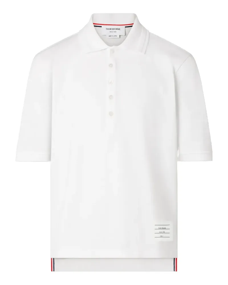 Thom Browne Kurzärmeliges Ottoman Poloshirt - Weiß Weiß