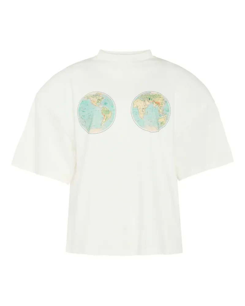 A.W.A.K.E. Hemispheres Map-print T-shirt - Nude Nude