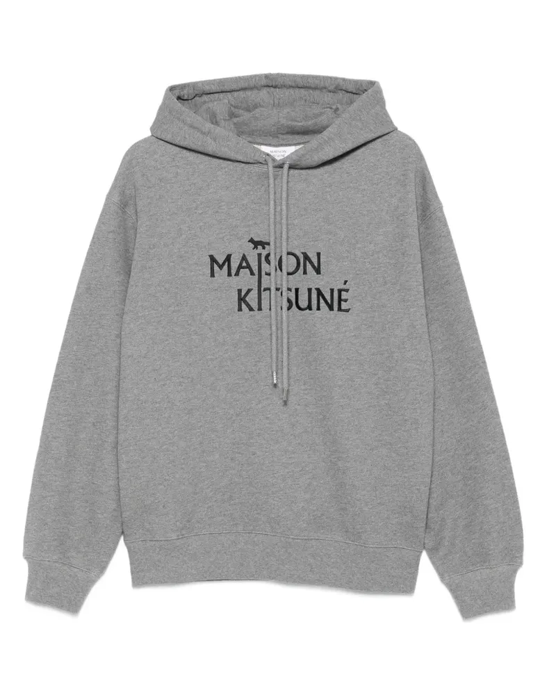 Kitsuné Gerippter Hoodie mit Logo-Stickerei - Grau Grau
