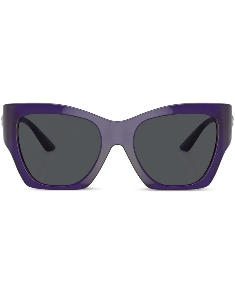 Versace Eckige Sonnenbrille mit Logo-Schild - Violett Violett