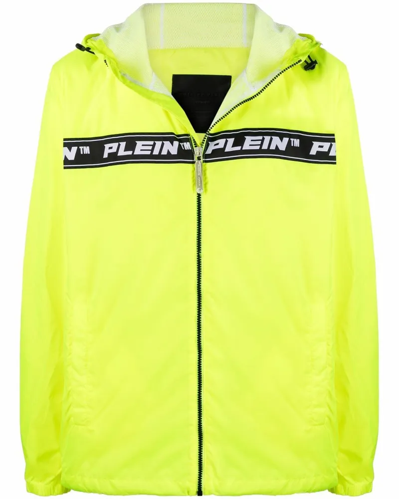 Philipp Plein Leichte Kapuzenjacke mit Logo-Streifen - Gelb Gelb