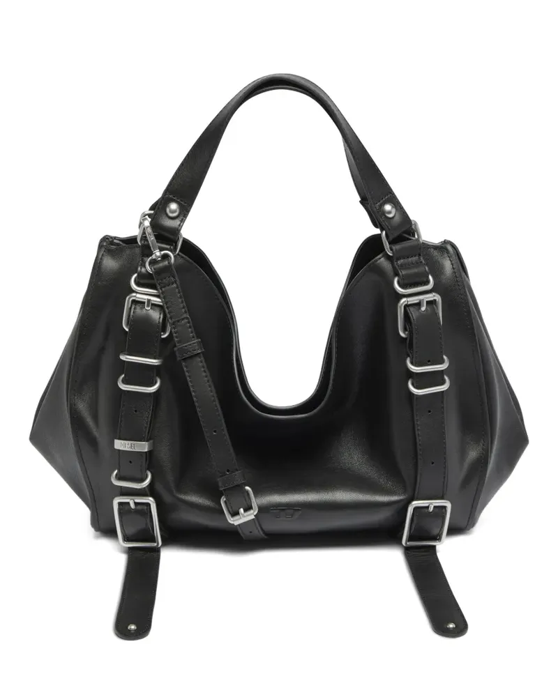 Diesel Mittelgroße D-One-Handtasche aus behandeltem Leder - Schwarz Schwarz