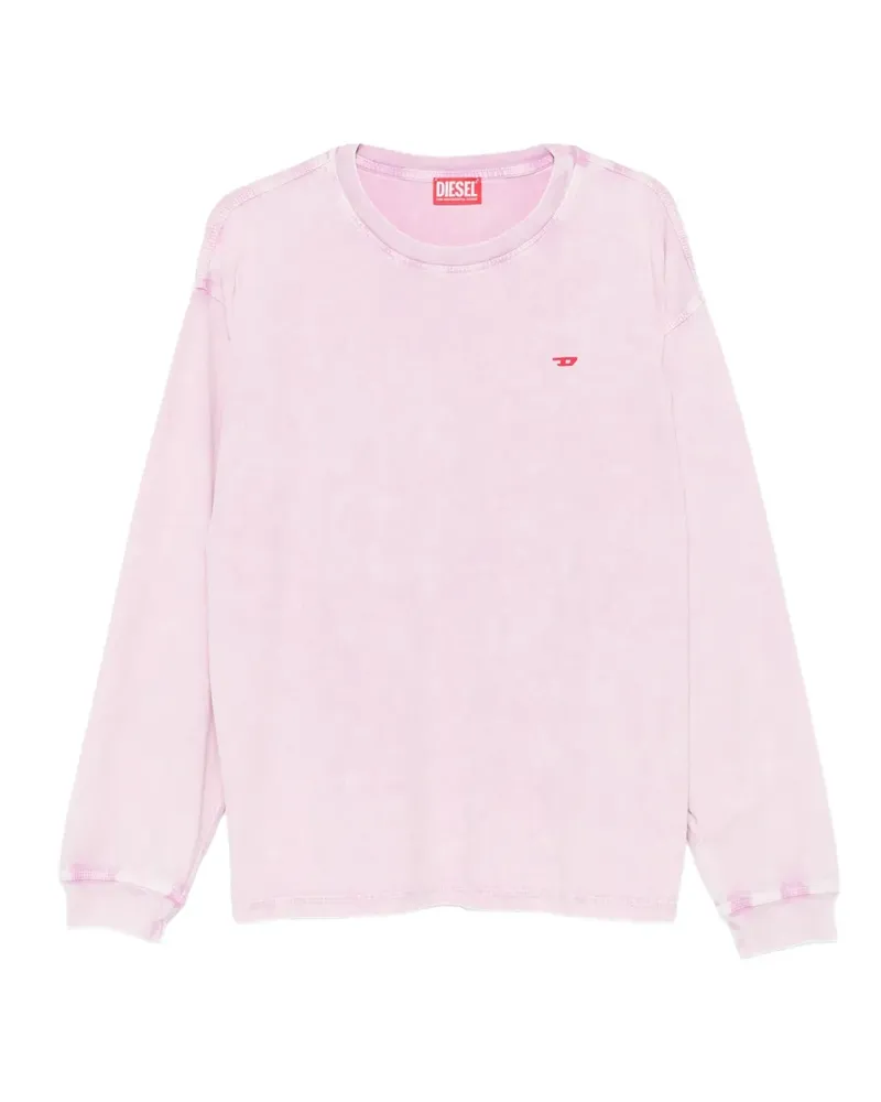 Diesel T-Shirt mit Acid-Wash-Effekt - Rosa Rosa