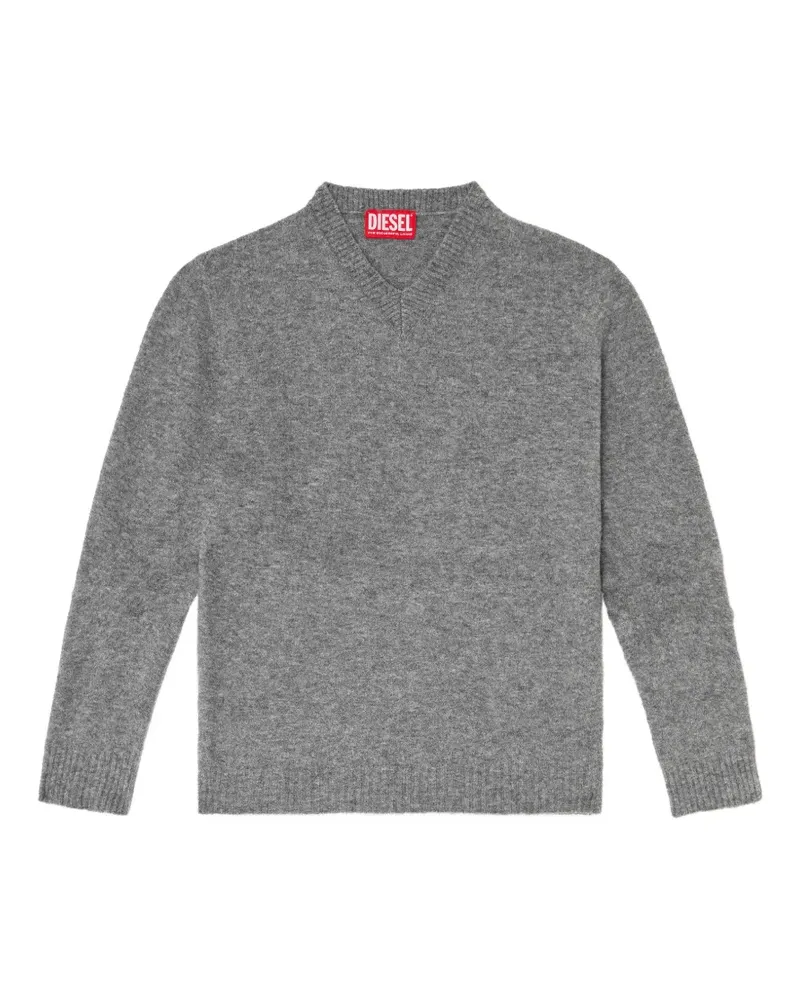 Diesel V-neck jumper in wrinkled boiled knit - Grau Grau