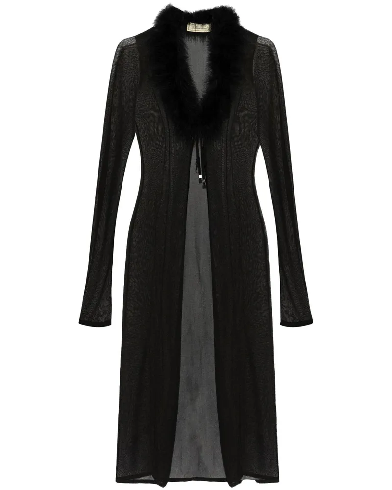 Blumarine Mantel mit Federsaum - N0990 BLACK N0990