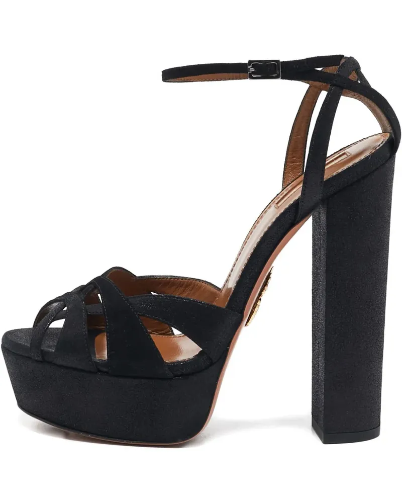 Aquazzura Wildledersandalen mit Plateau - Schwarz Schwarz