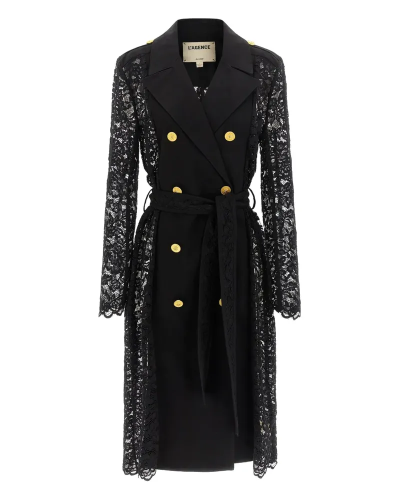 L'Agence Amata double-breasted trench coat - Schwarz Schwarz