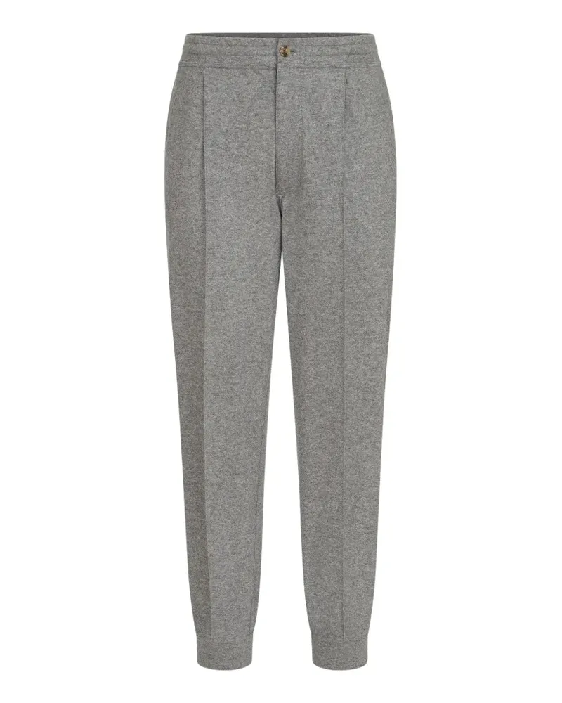 Brunello Cucinelli Hose aus Kaschmirjersey mit Crête-Detail und elastischen Reißverschlussbündchen - Grau Grau