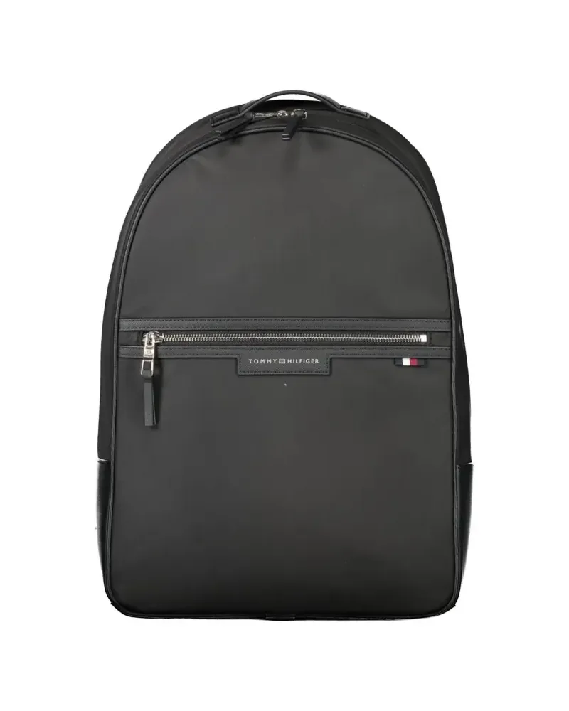 Tommy Hilfiger leather-trimmed backpack - Schwarz Schwarz