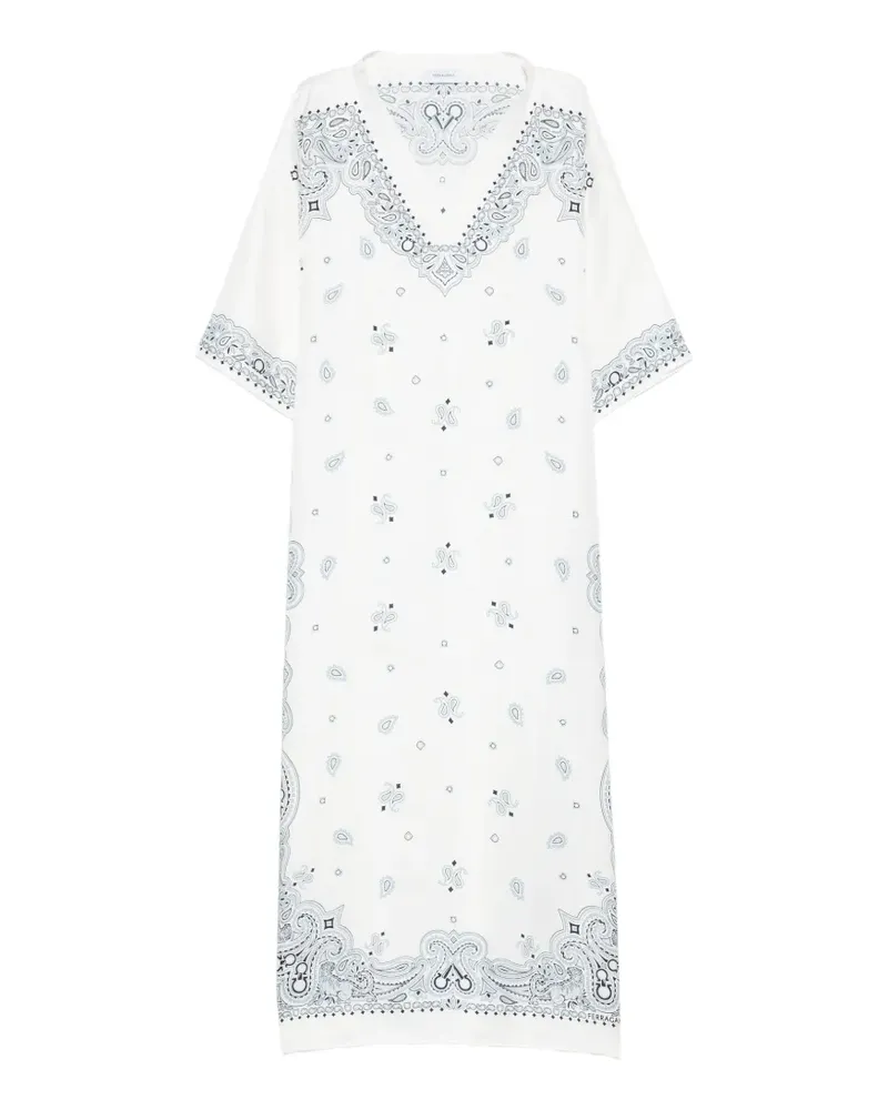 Ferragamo paisley-print V-neck midi dress - Weiß Weiß