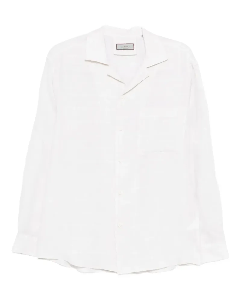 Canali Leinenhemd mit Reverskragen - Nude Nude