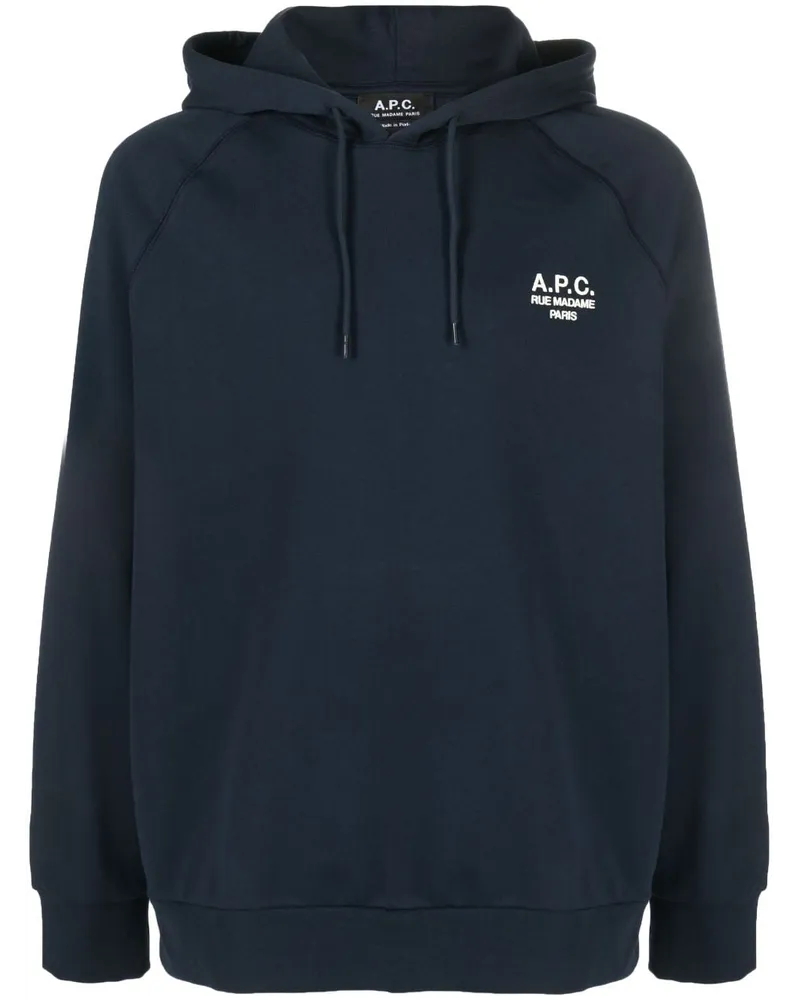 A.P.C. Hoodie mit Logo-Stickerei Blau