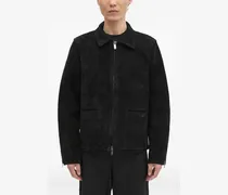 Wildlederjacke mit Reißverschluss - Schwarz