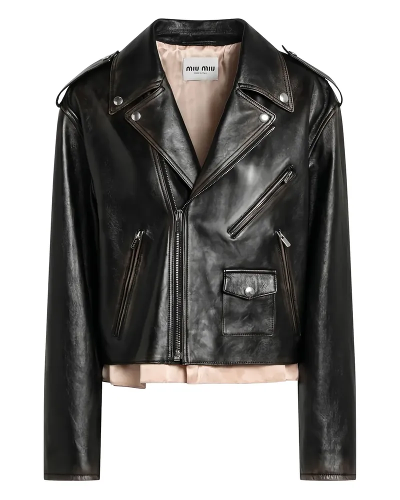 Miu Miu Bikerjacke aus Leder - Schwarz Schwarz