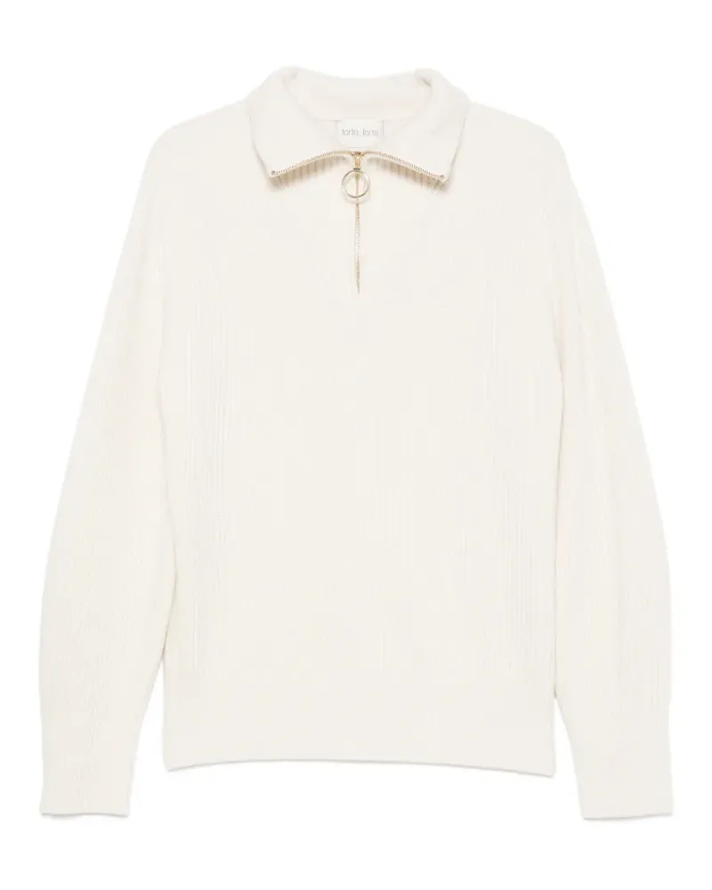 forte_forte Gerippter Pullover mit Reißverschluss - Weiß Weiß