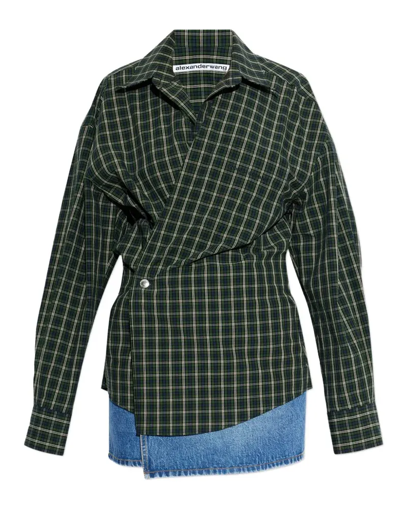 Alexander Wang plaid wrapped mini dress - Grün Grün