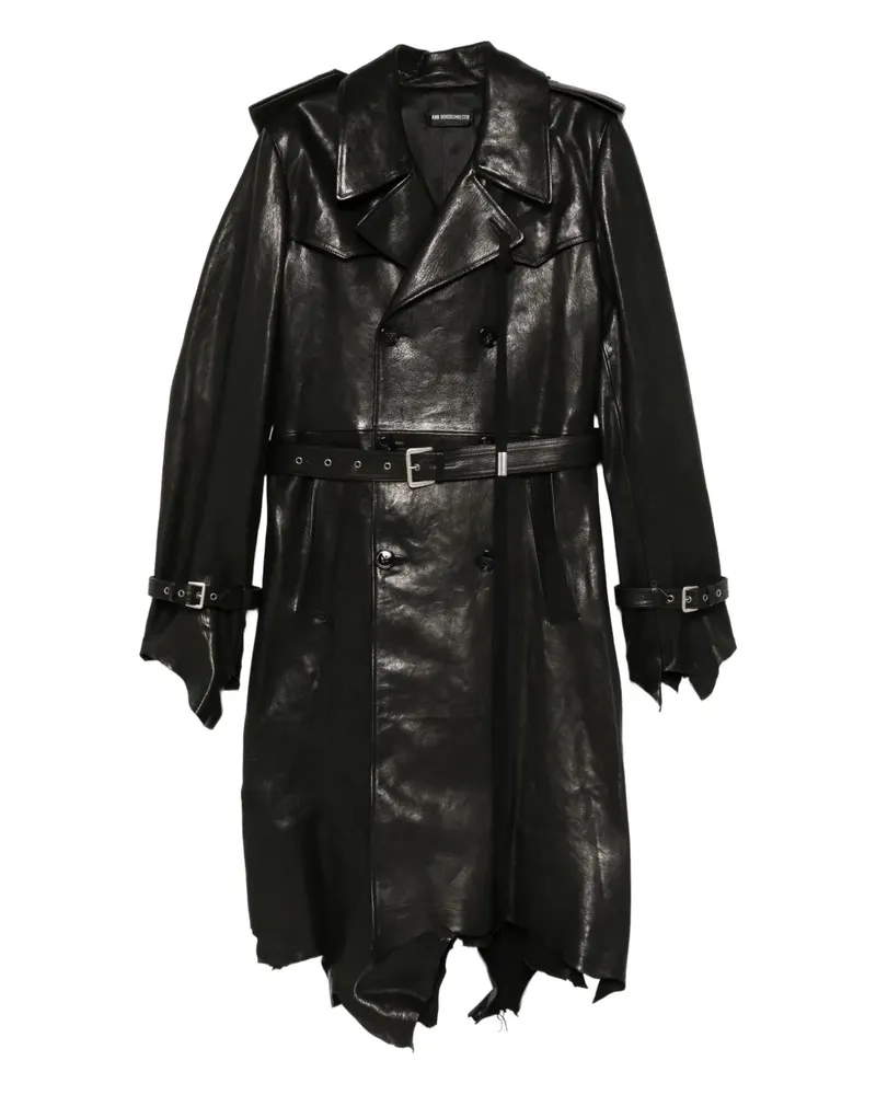 Ann Demeulemeester Doppelreihiger Mantel mit Gürtel - Schwarz Schwarz