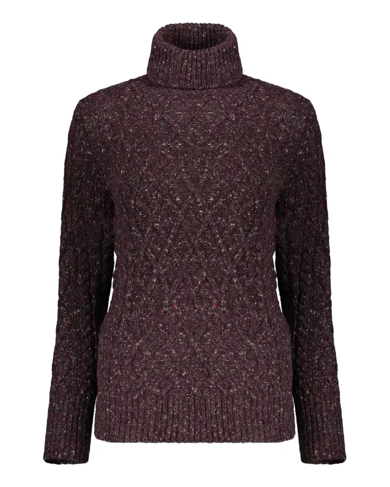 MOORER Rollkragenpullover mit Zopfmuster - Violett Violett