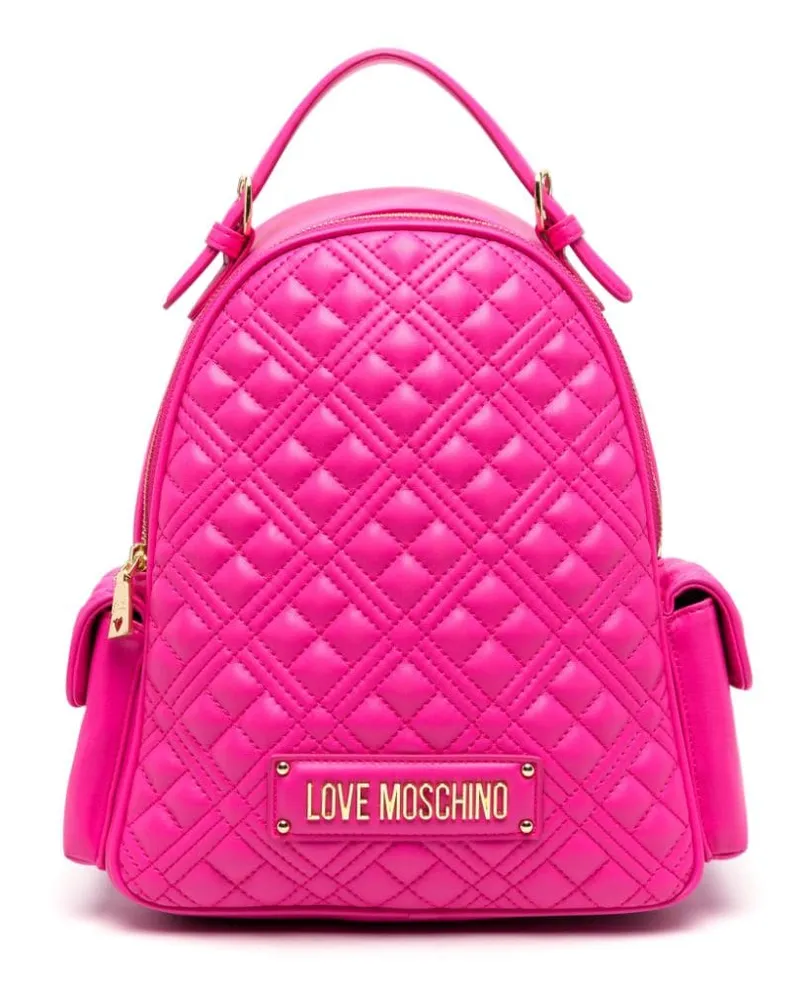 Moschino Gesteppter Rucksack mit Logo Rosa