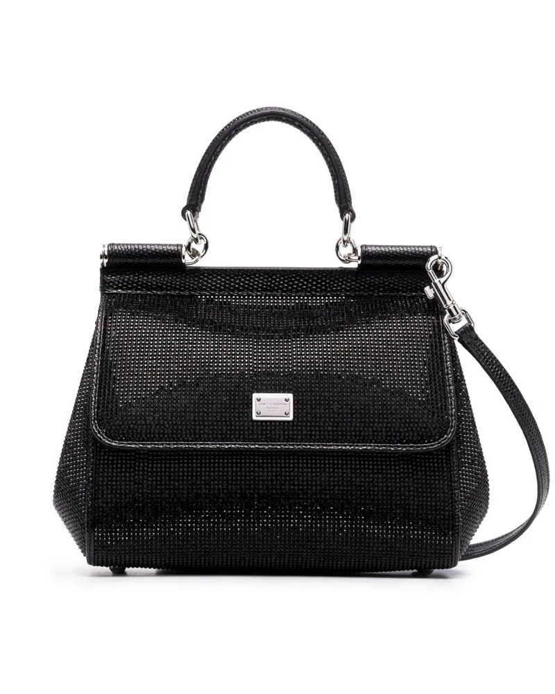 Dolce & Gabbana Schultertasche mit Strassverzierung - Schwarz Schwarz