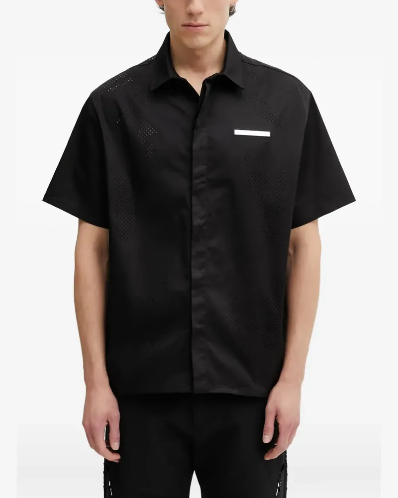 Heliot Emil perforated logo-plaque shirt - Schwarz Schwarz