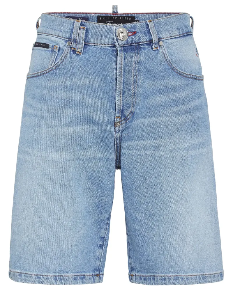 Philipp Plein Jeans-Shorts mit Tiger-Print - Blau Blau
