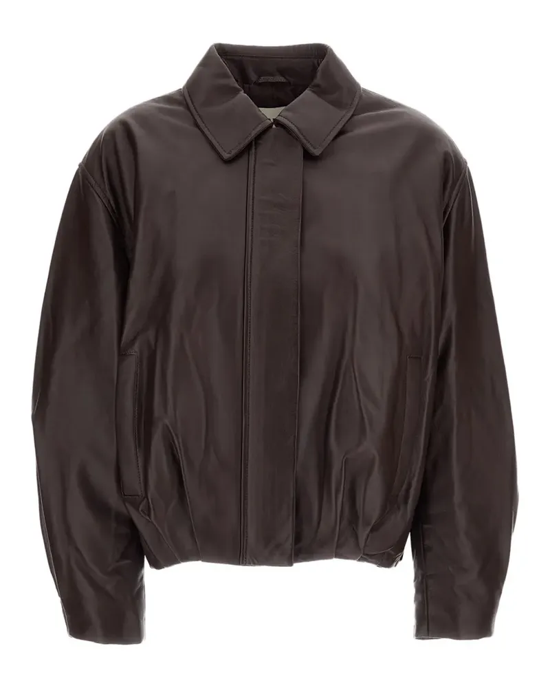 Arma boxy leather jacket - Braun Braun