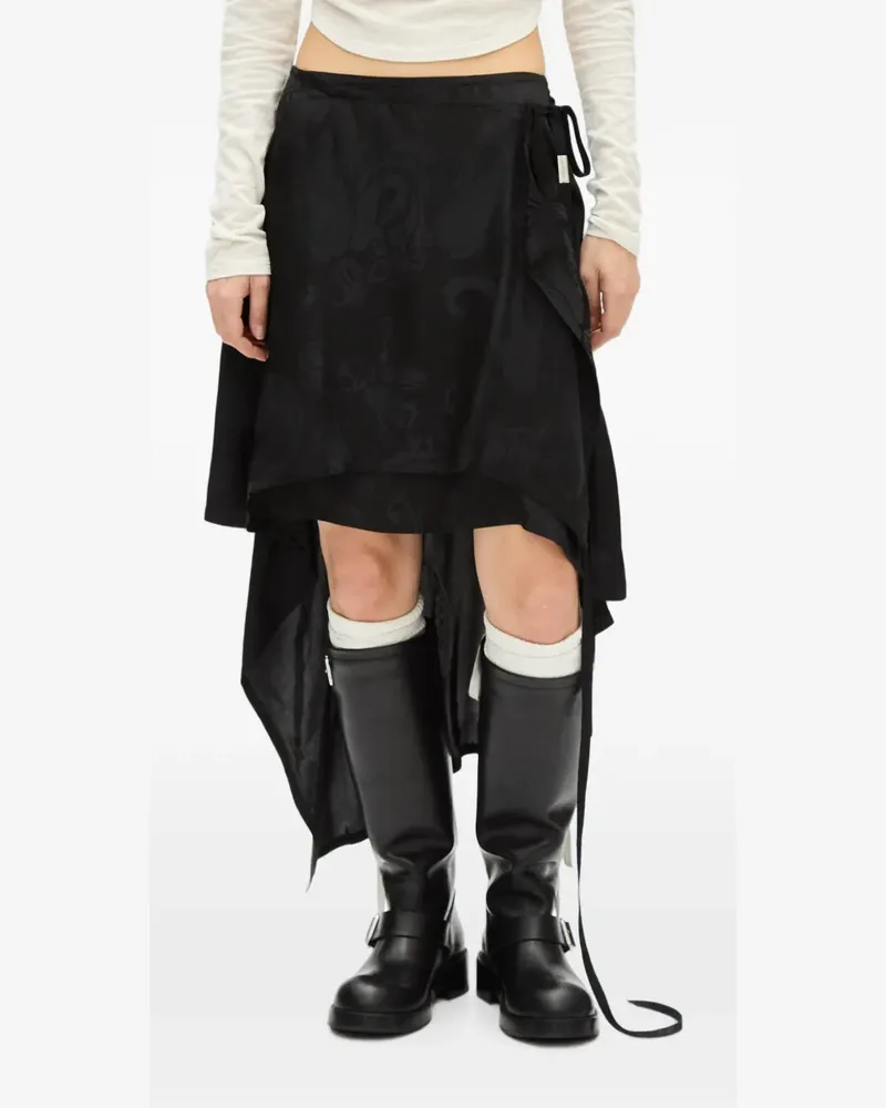 Ann Demeulemeester Asymmetrischer Rock aus Paisley-Jacquard - Schwarz Schwarz