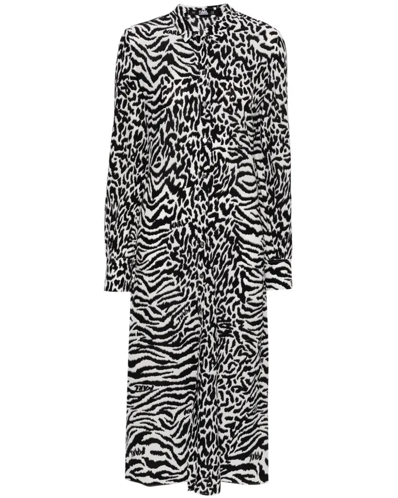 Karl Lagerfeld Hemdkleid mit Animal-Print - Schwarz Schwarz