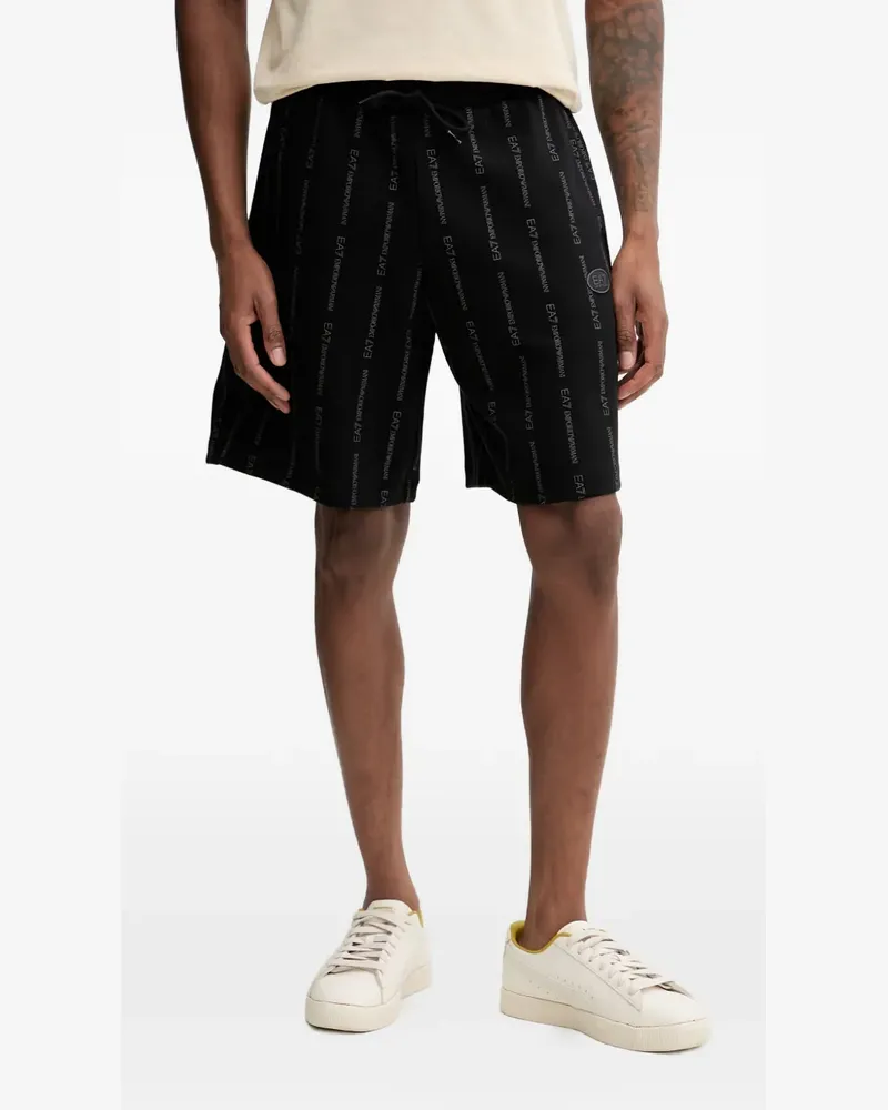 EA7 logo-print drawstring shorts - Schwarz Schwarz