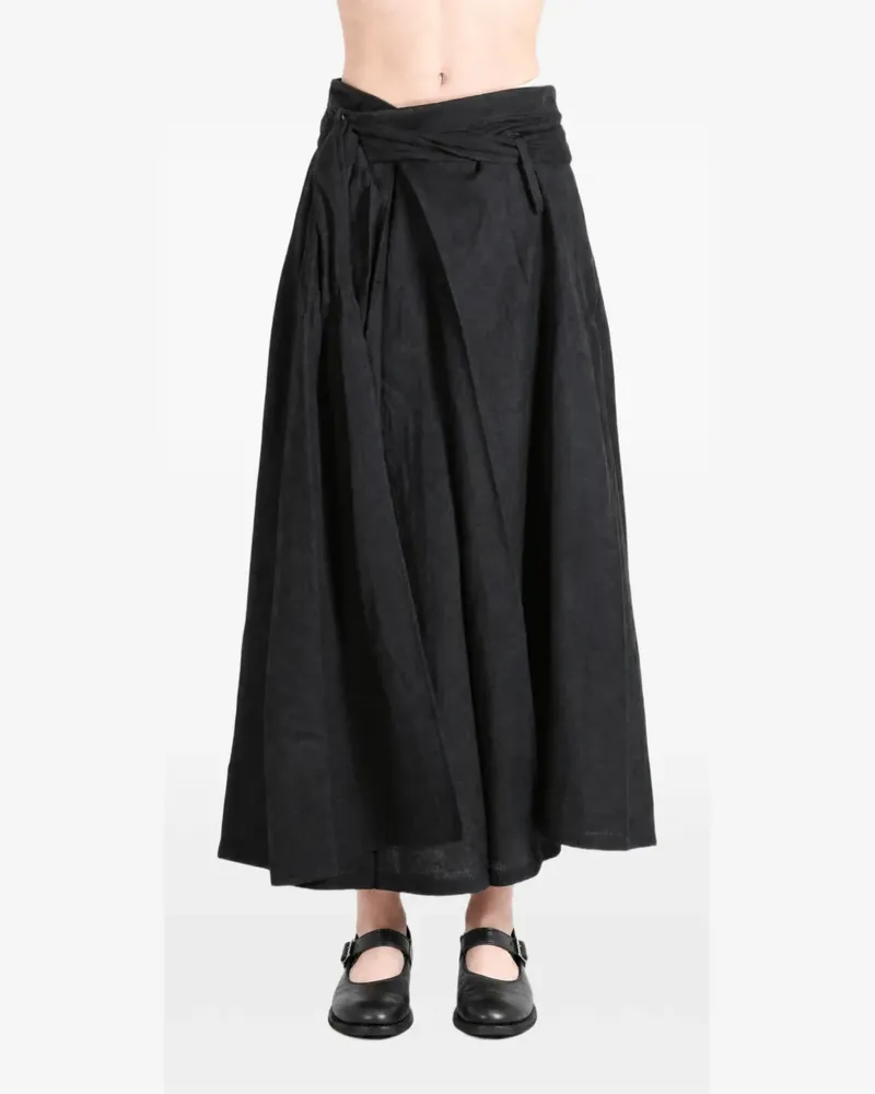Yohji Yamamoto Faltenrock im Wickelstil - Schwarz Schwarz