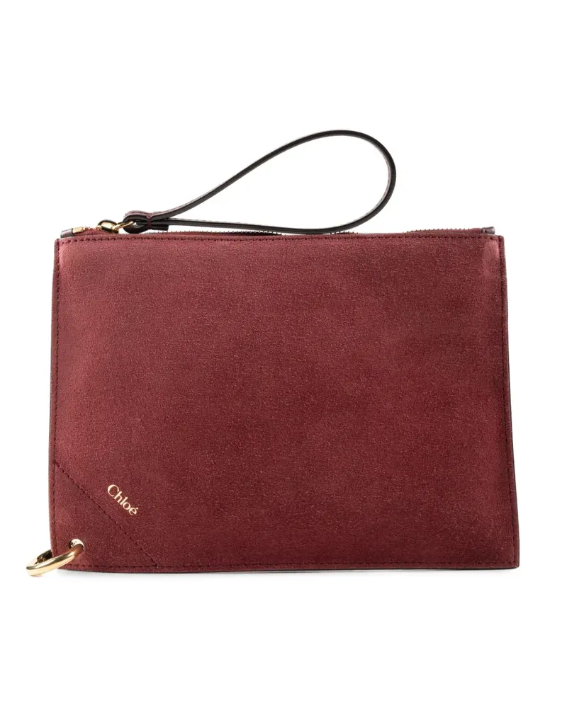 Chloé Wildleder-Clutch mit Logo-Print - Rot Rot